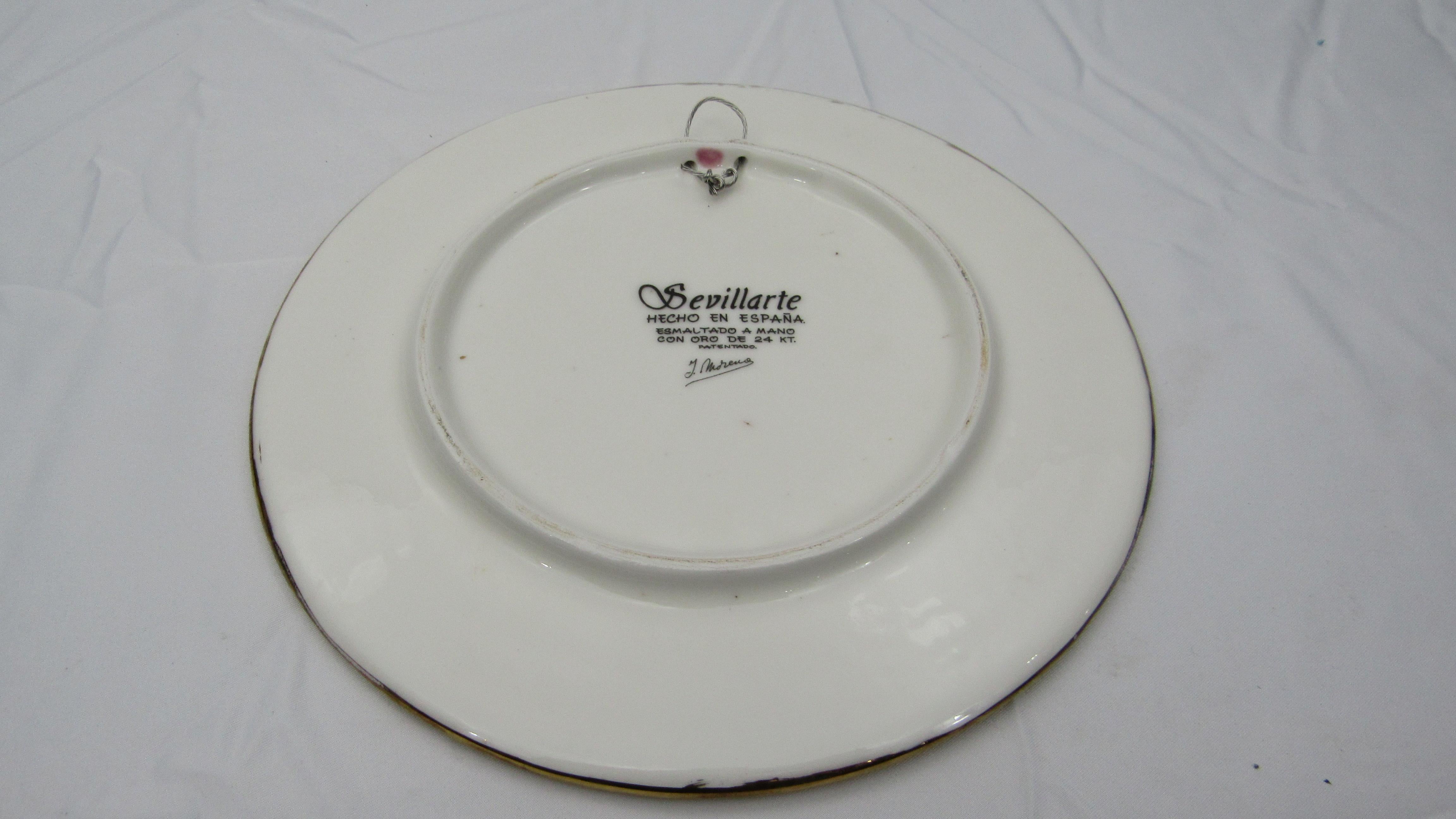 XXIe siècle et contemporain Assiette à gâteau L Moreno Sevillarte émaillée en or bleu-gris 24 carats en vente