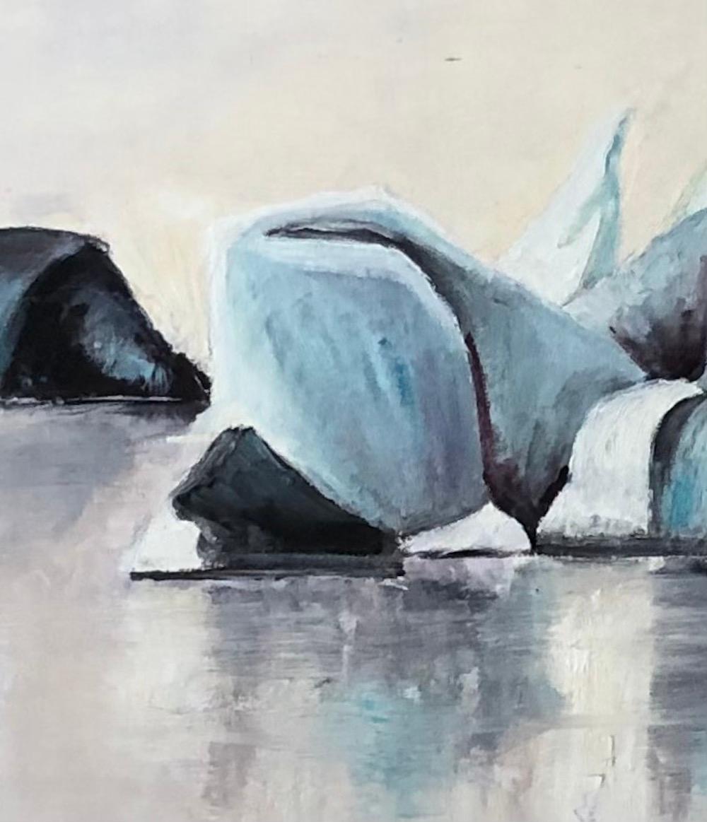 Ice flower - Gray Landscape Painting by L. Mull