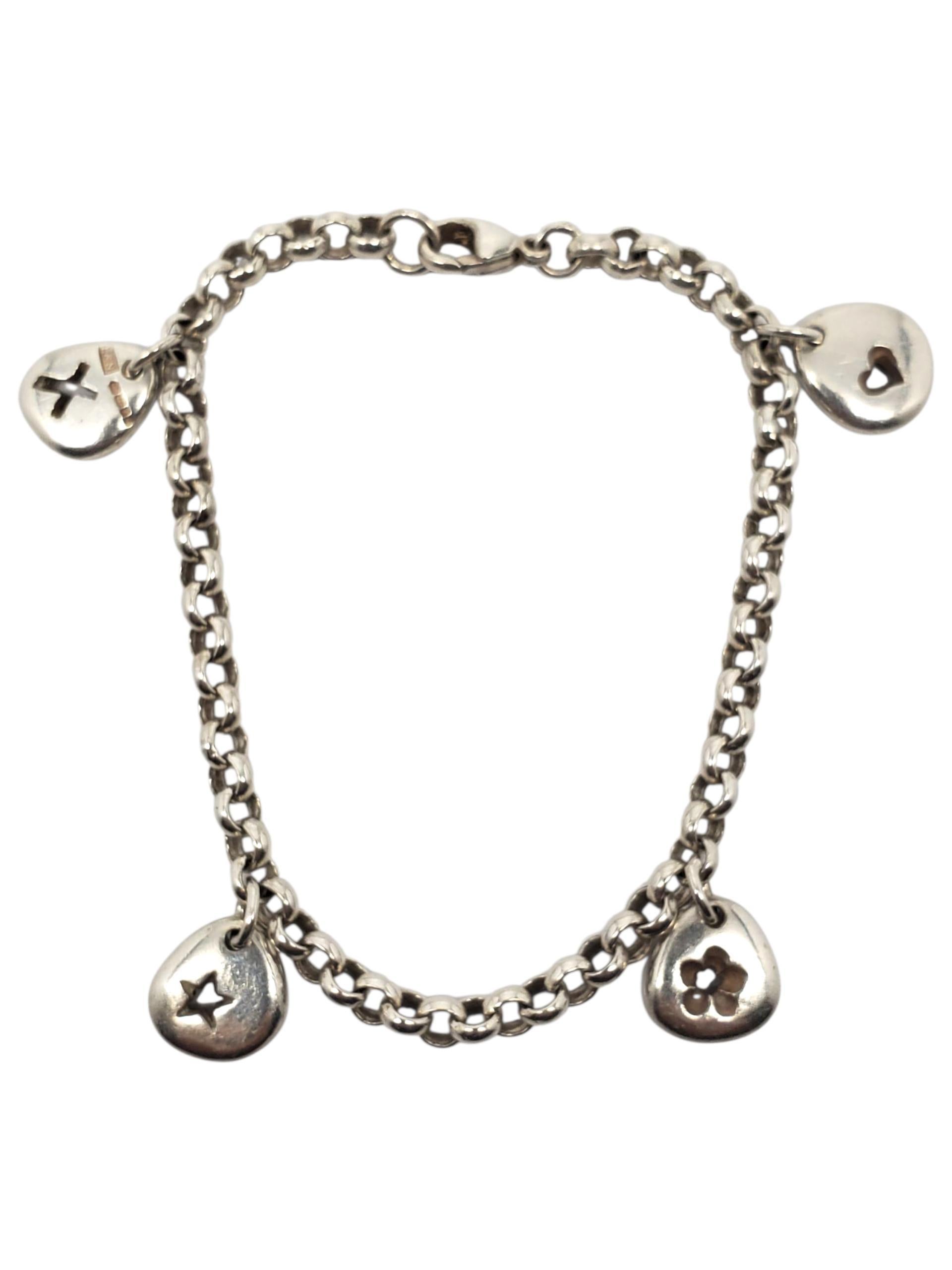 L & N Sterling Silber Dangle Link Charm Armband #22608 (Zeitgenössisch) im Angebot