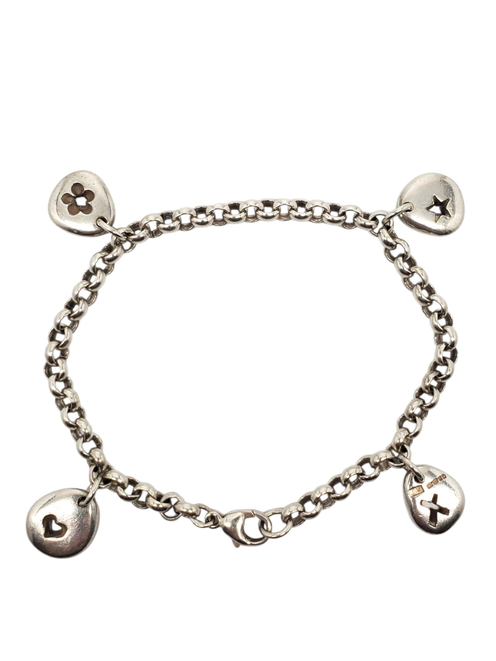 L & N Sterling Silber Dangle Link Charm Armband #22608 im Zustand „Gut“ im Angebot in Washington Depot, CT