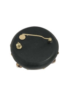 L' Oree Du Bois Paris Large Wood Gold and Pearl Set Brooch