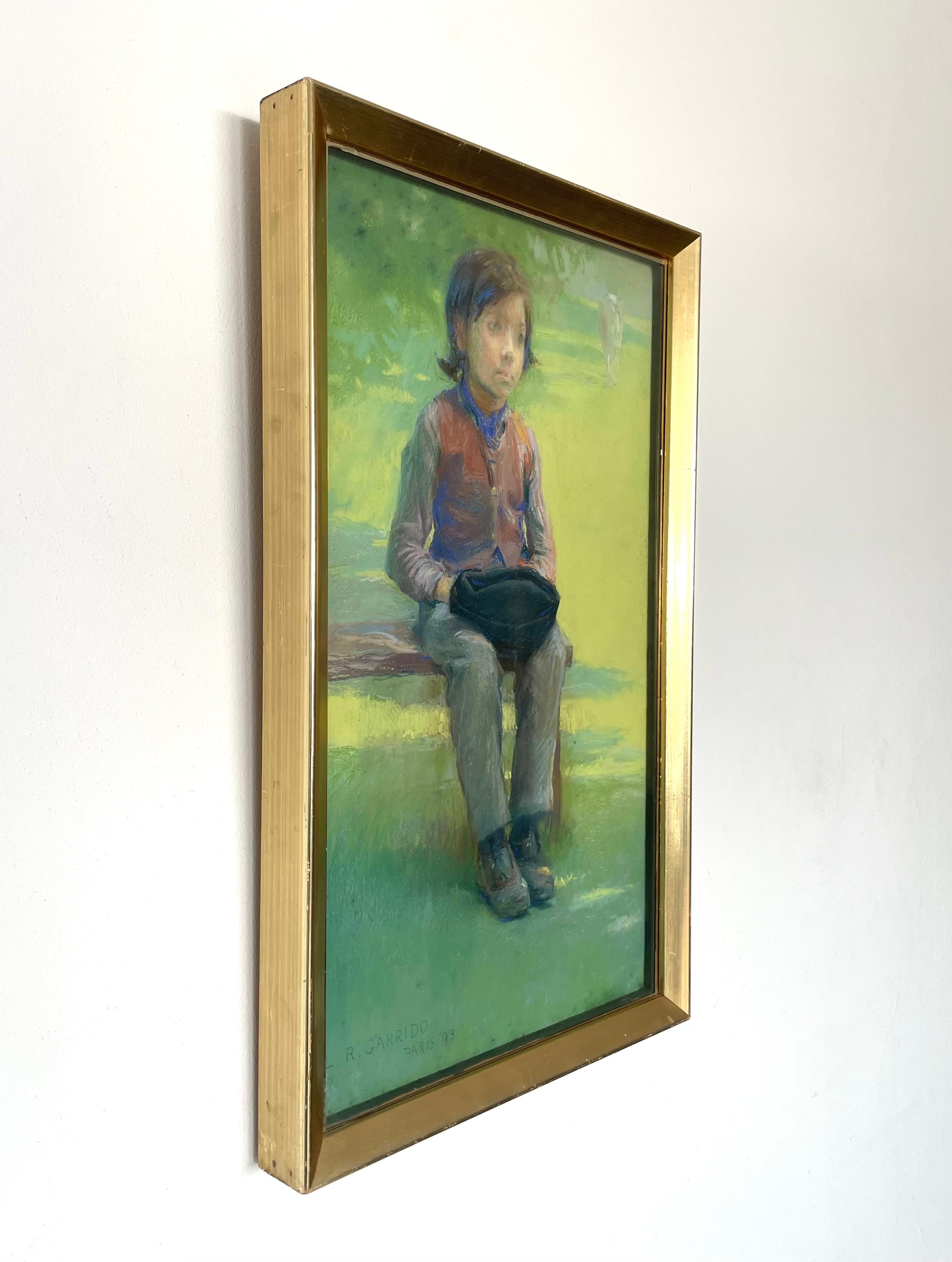L. R. Garrido (1868-1909) late 19th century pastel on paper portrait of boy en vente 3