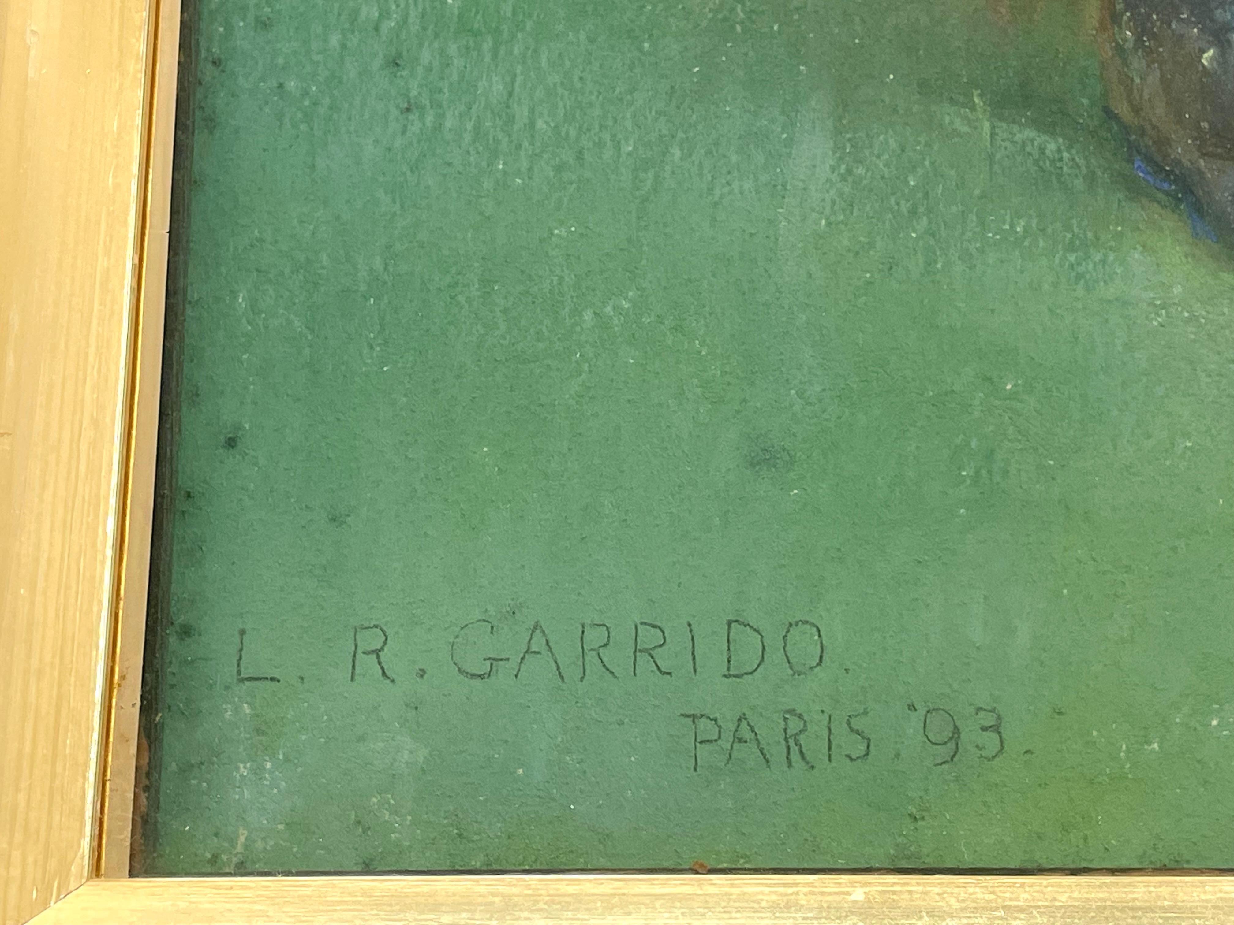 This is an antique pastel on paper paintng by English-Spanish artist L. R. Garrido.

The motive is a portrait of a young boy sitting on a bench with his hat. The colours are dense, strong and modern for its time.

Leandro Ramon Garrido (1896-1906)