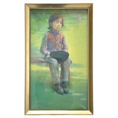 L. R. Garrido (1868-1909) late 19th century pastel on paper portrait of boy