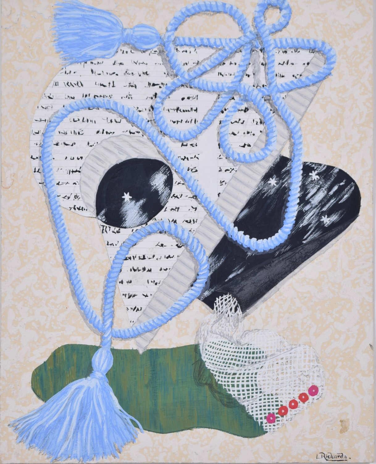 Blue Corde Kompositionen, Collage und Zeichnungsfusion von L. Richard im Angebot 7