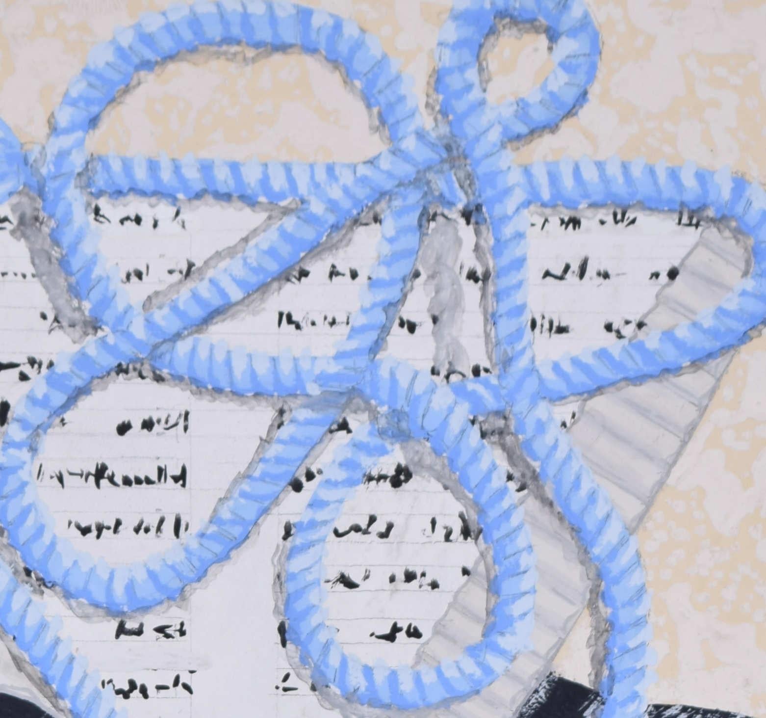 Blue Corde Kompositionen, Collage und Zeichnungsfusion von L. Richard im Angebot 3