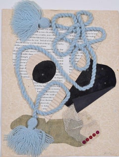 Blue Cord Compositions, collage and drawing fusion by L Richards