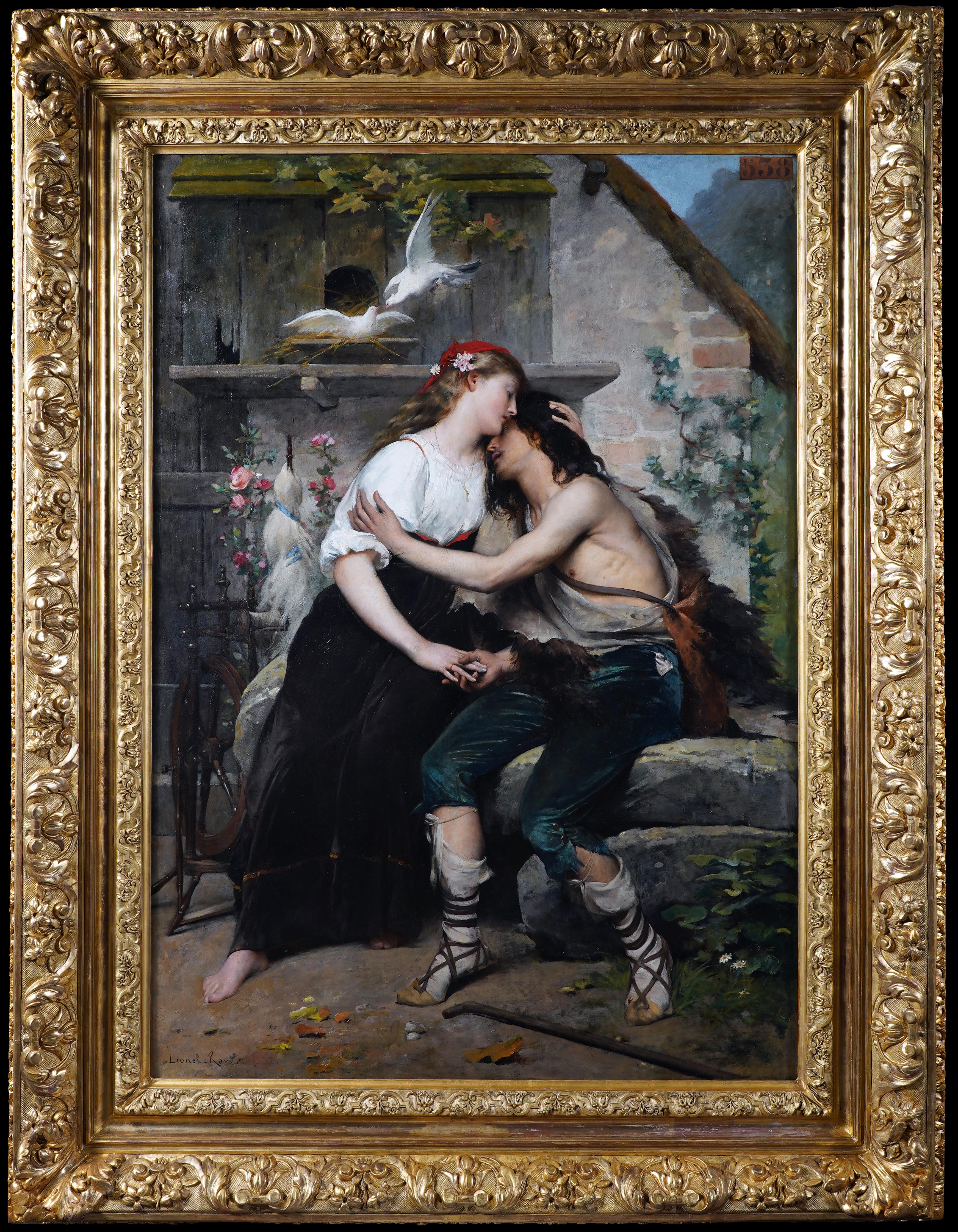 Signed Lionel Royer and dated 1882 (?)

Former Salon exhibition label at the top right, n°538
Indication of an exhibition in Lyon on the back of the frame, n°163

Beautiful painting illustrating a theme taken from romantic literature and pastoral