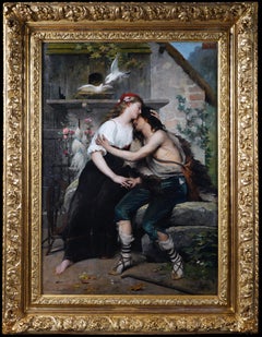 L. Royer, Oil on canvas "Thwarted Love" , France, dated 1882 (?)