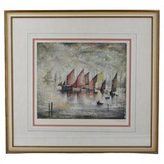 L S Lowry Signed Limited Edition Venture Print "Sailing Boats" 1972