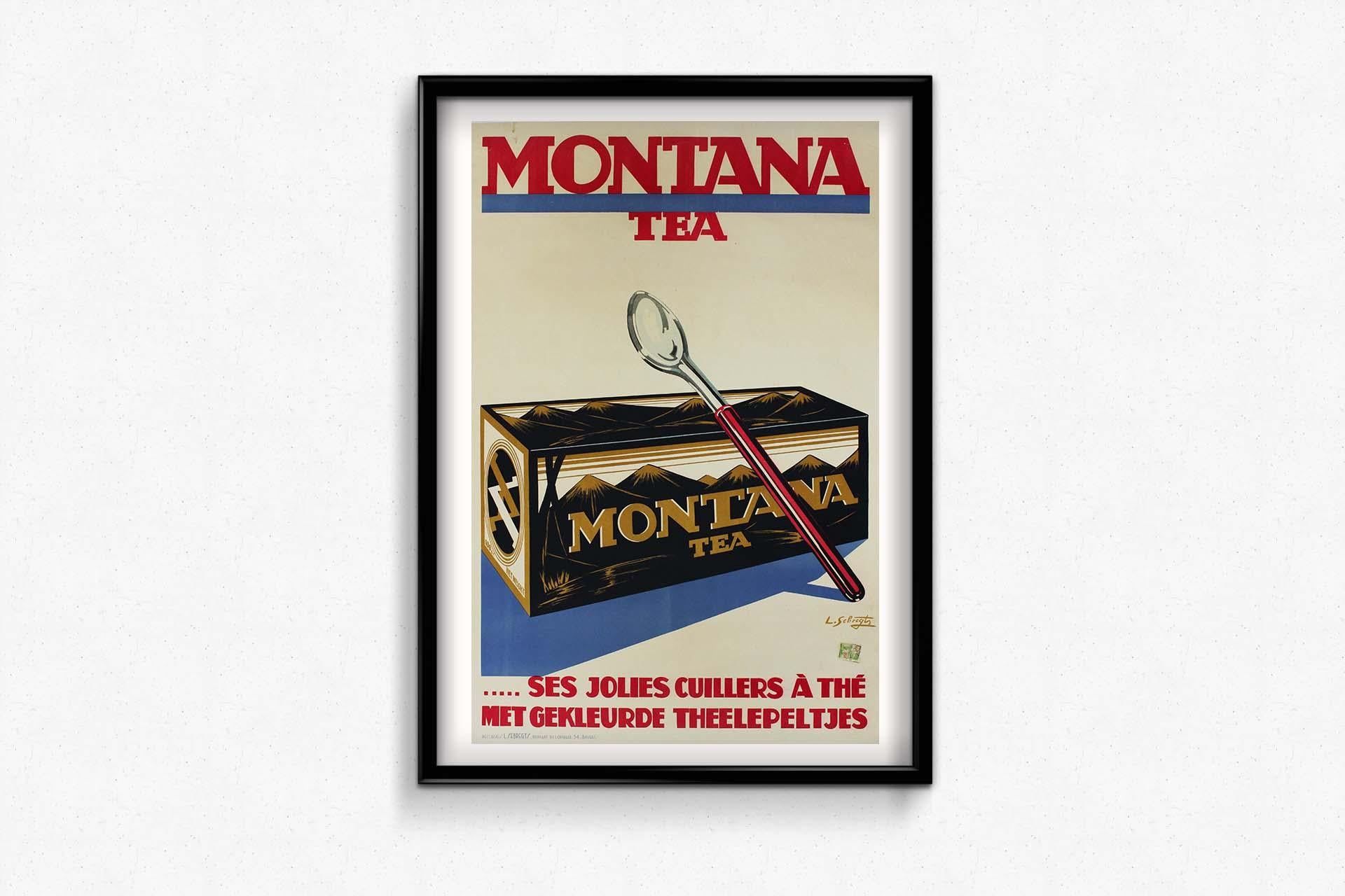 Sebregts' original 1930 creation for Montana Tea and its charming tea spoons stands as a delightful testament to the art of visual storytelling and the elegance inherent in tea culture. This iconic poster is not merely an advertisement but a
