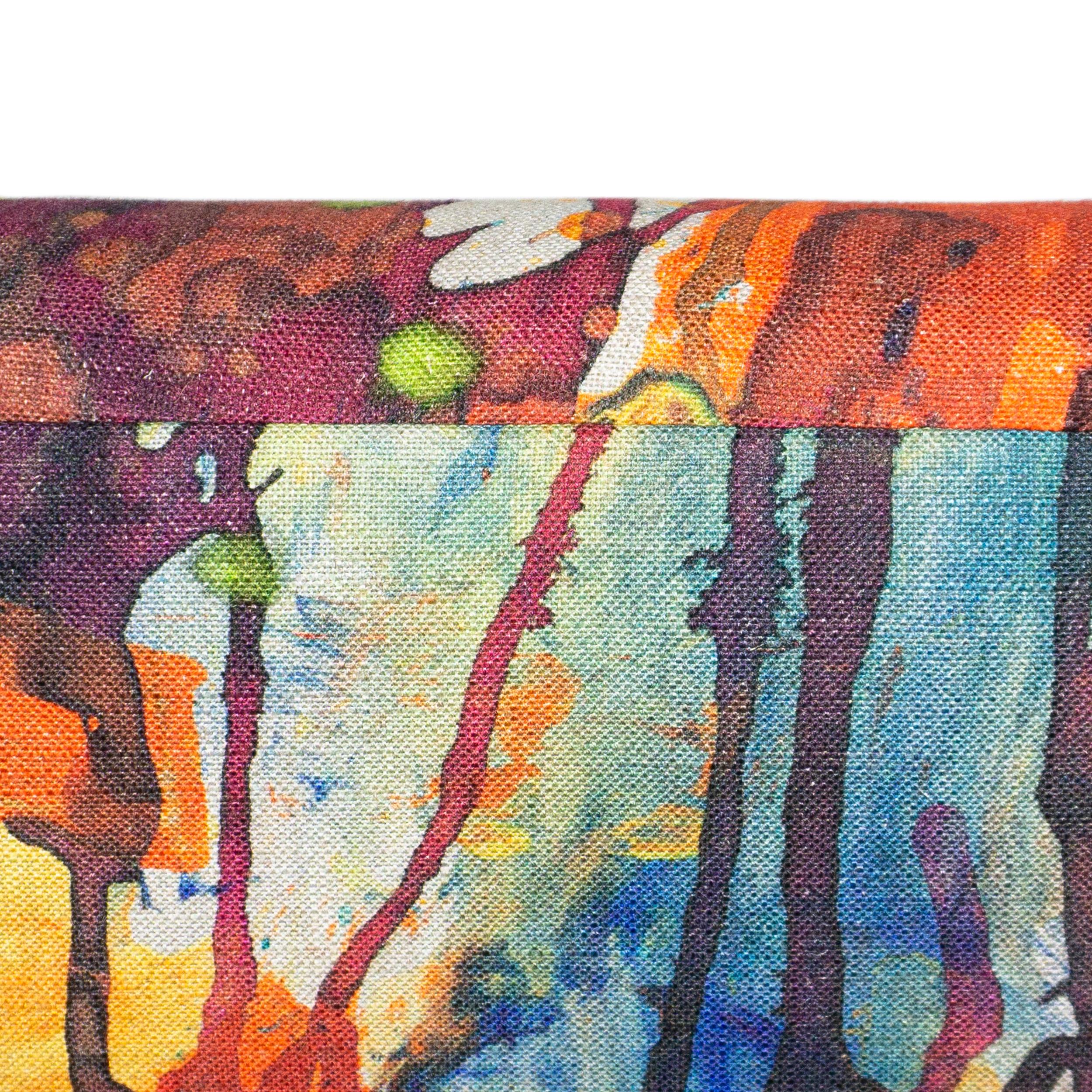 L-Shaped Banquette w/ Multicolor Watercolor Linen + Yellow Linen, Customizable For Sale 4