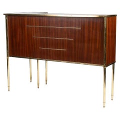 Freistehende L-förmige Bar aus Messing und Formica-Platte, Italien, Mitte des 20. Jahrhunderts