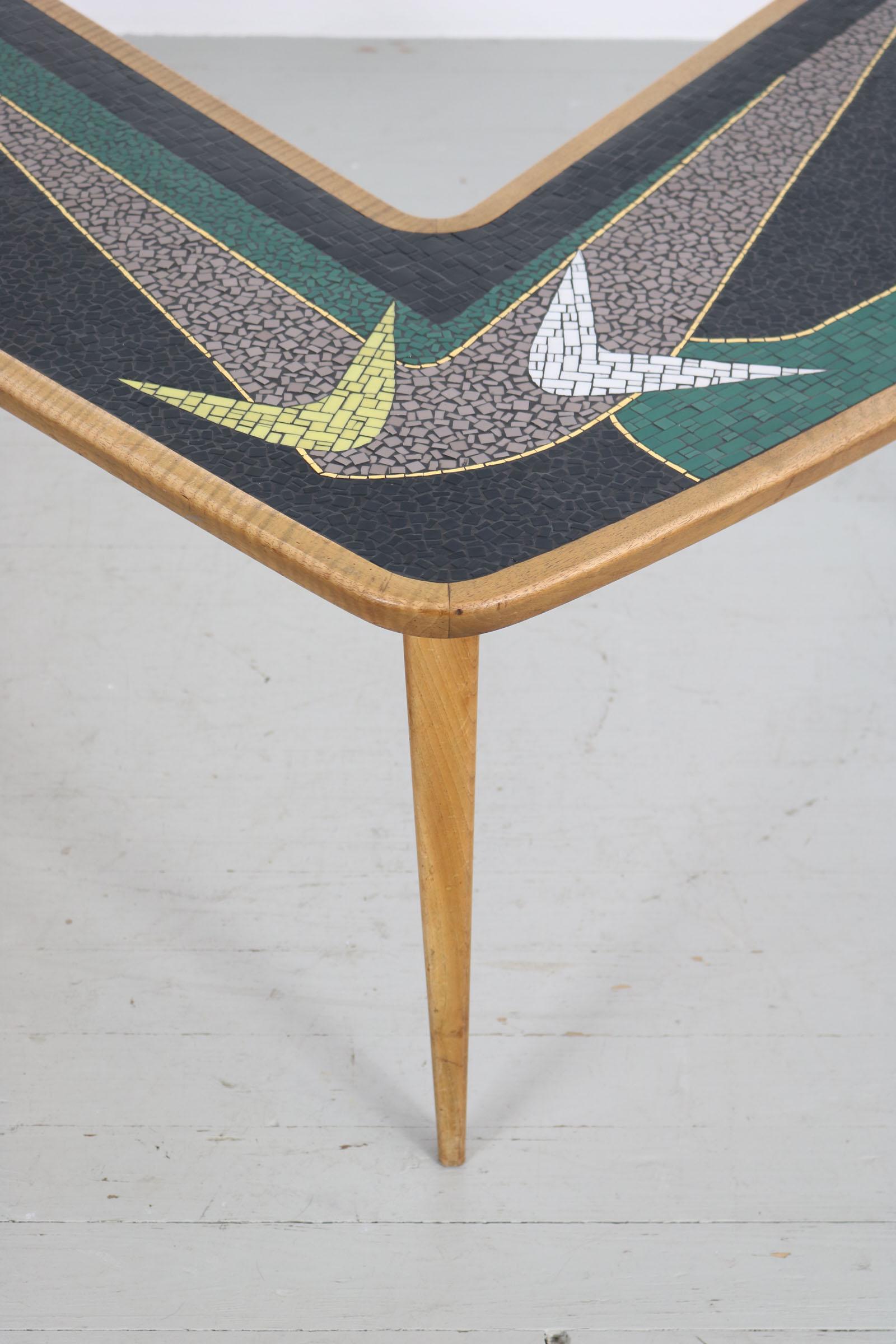 L-Shaped Mosaic Side Table, Germany 1950s For Sale 10