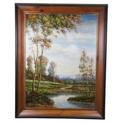 Impressionistische Flusslandschaft, Ölgemälde auf Leinwand, Stephano Barbizon, 58", L L. Stephano Barbizon