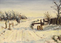 French Country Road in Winter - Landscape
