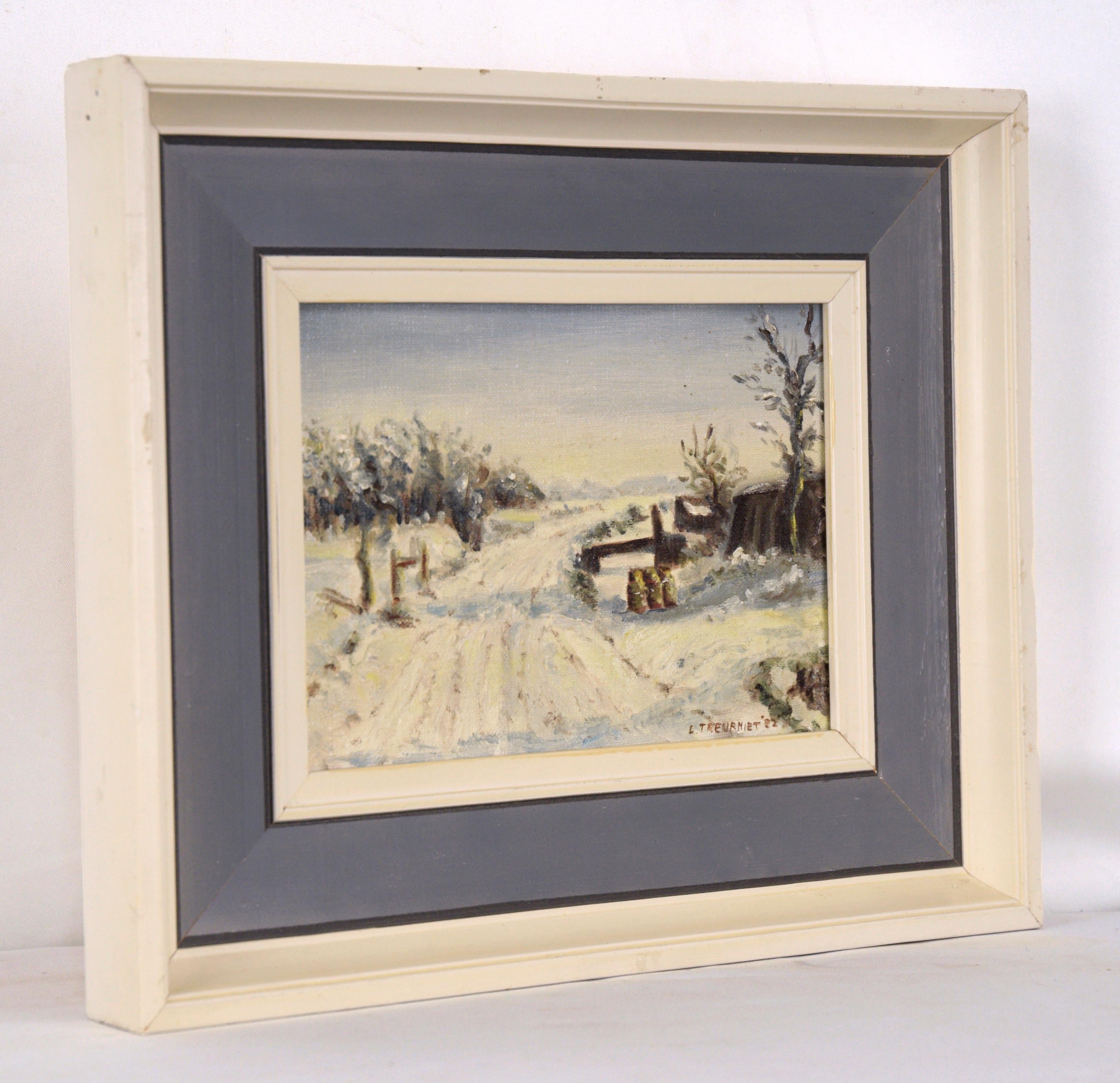 French Country Road in Winter - Landscape For Sale 1