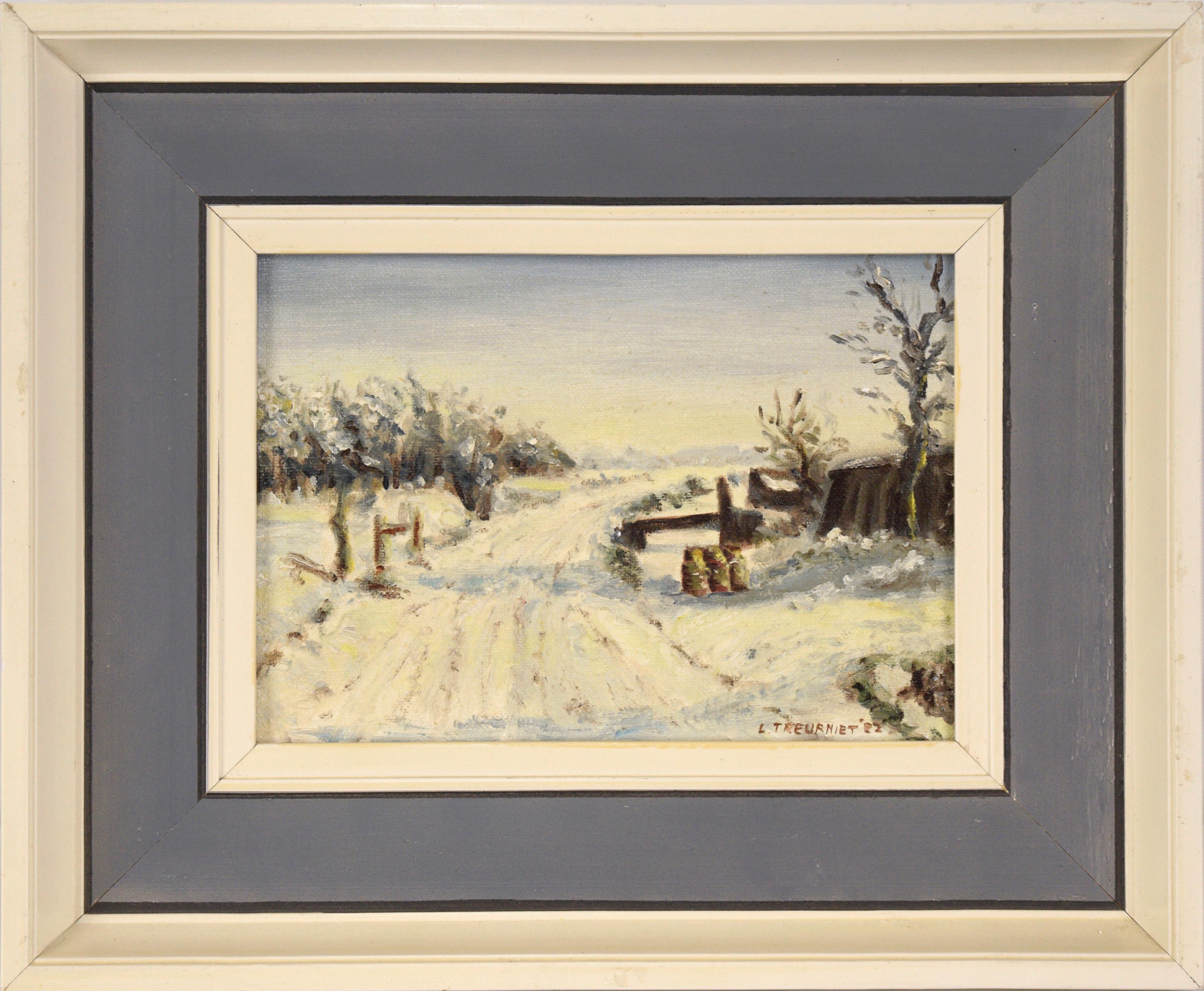 Landscape Painting de L. Treurniet - Camino rural francés en invierno - Paisaje
