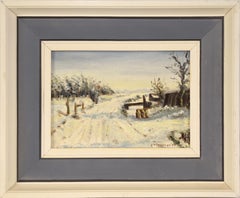 Vintage French Country Road in Winter - Landscape