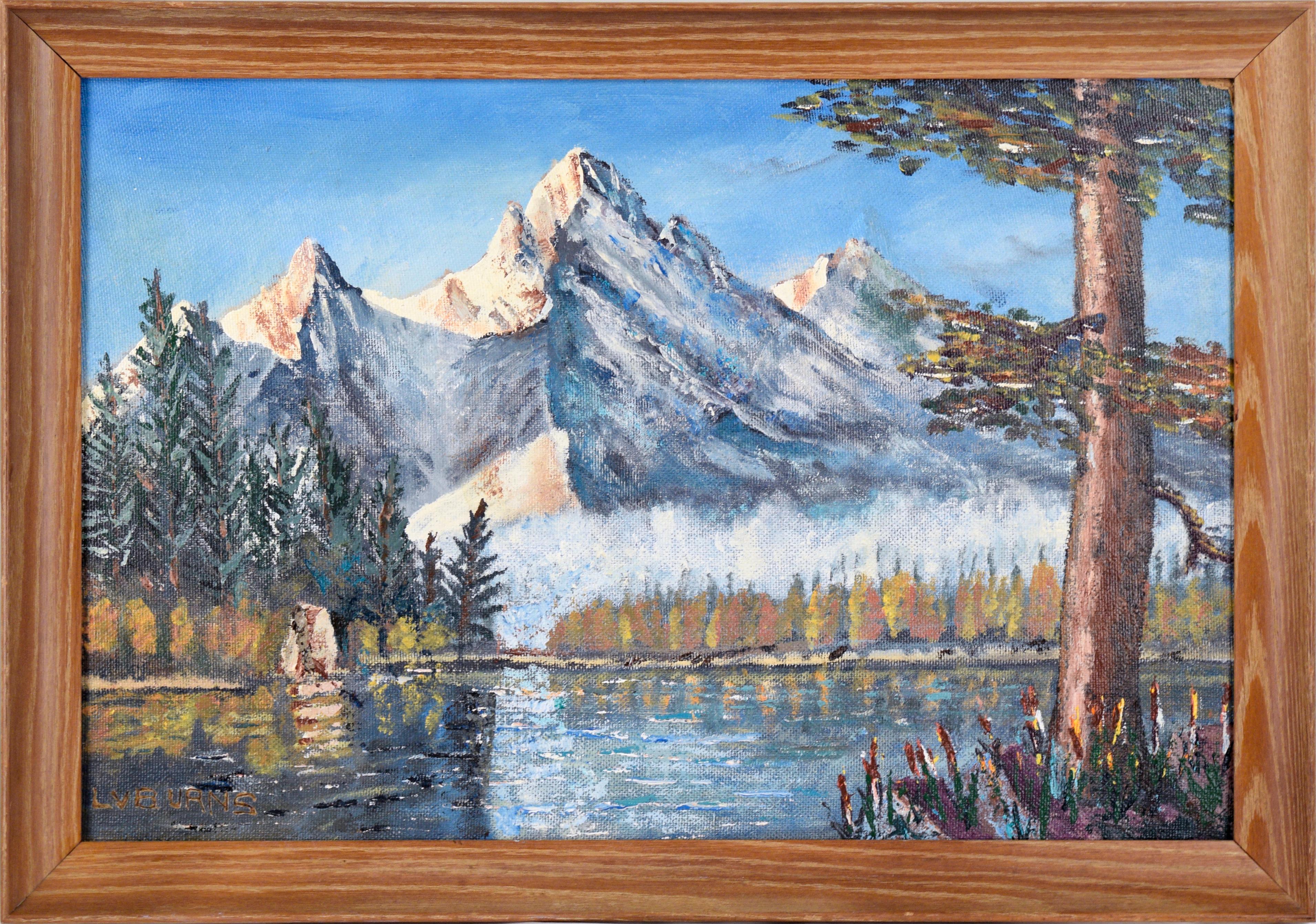 L. V. Burns Landscape Painting – Sierra Mountain Lake Landscape von L.V. Verbrennungen