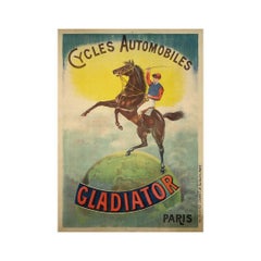 Circa 1900 original poster by L. Vignères - Cycles Automobiles Gladiator Paris