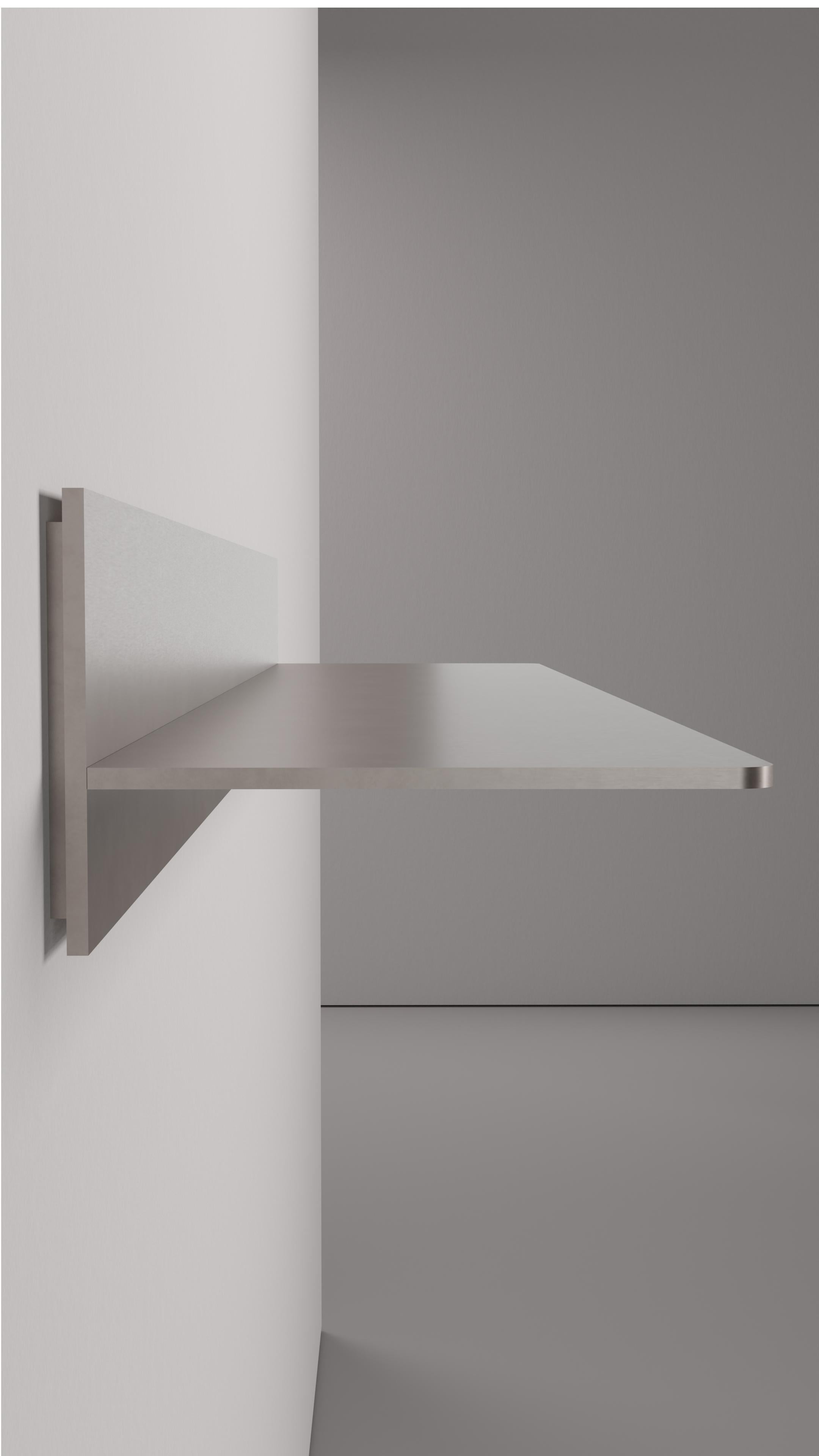 Minimalist L Wall Shelf Console in Waxed and Polished Aluminum Plate by Jonathan Nesci For Sale