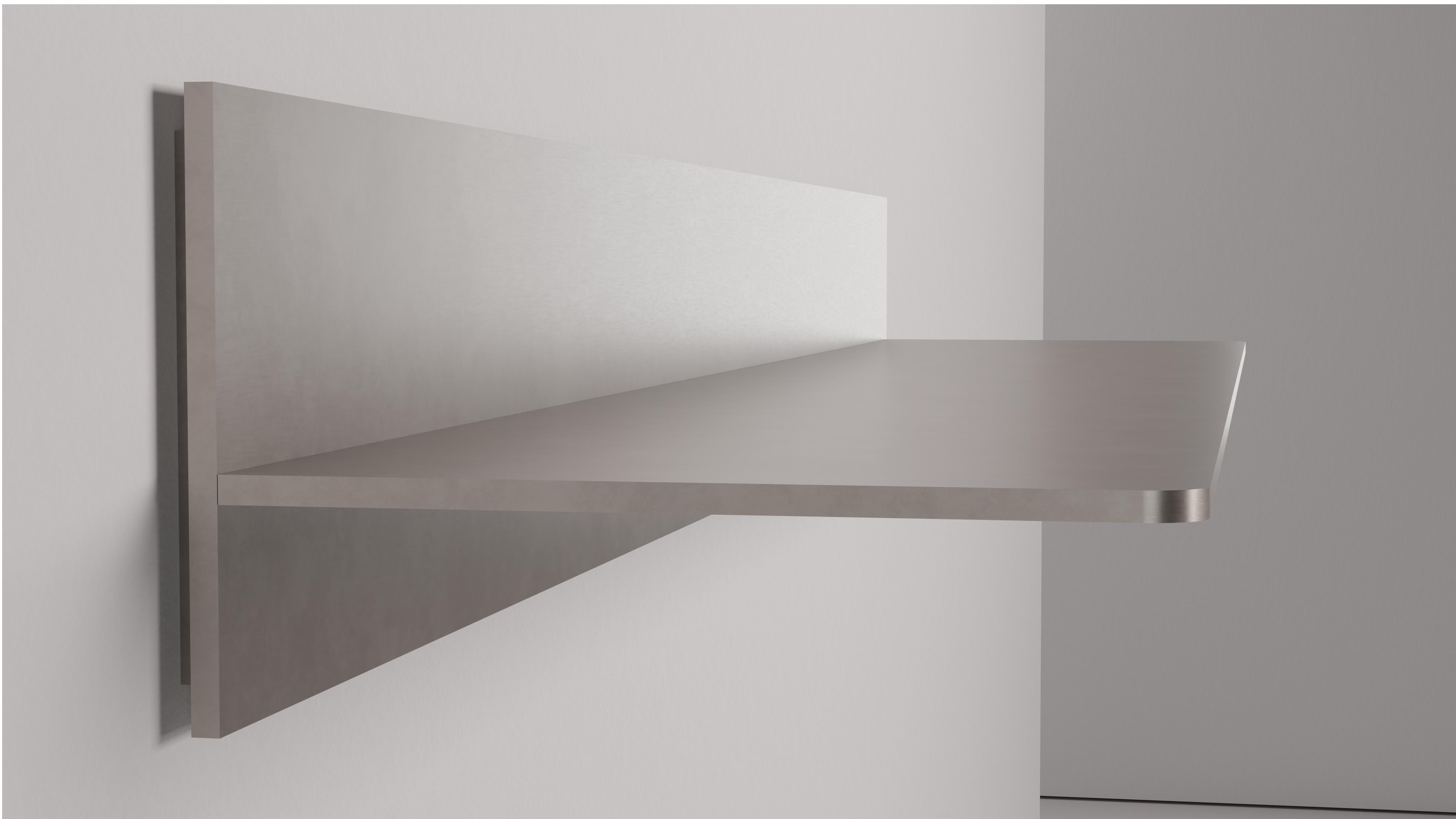 American L Wall Shelf Console in Waxed and Polished Aluminum Plate by Jonathan Nesci For Sale