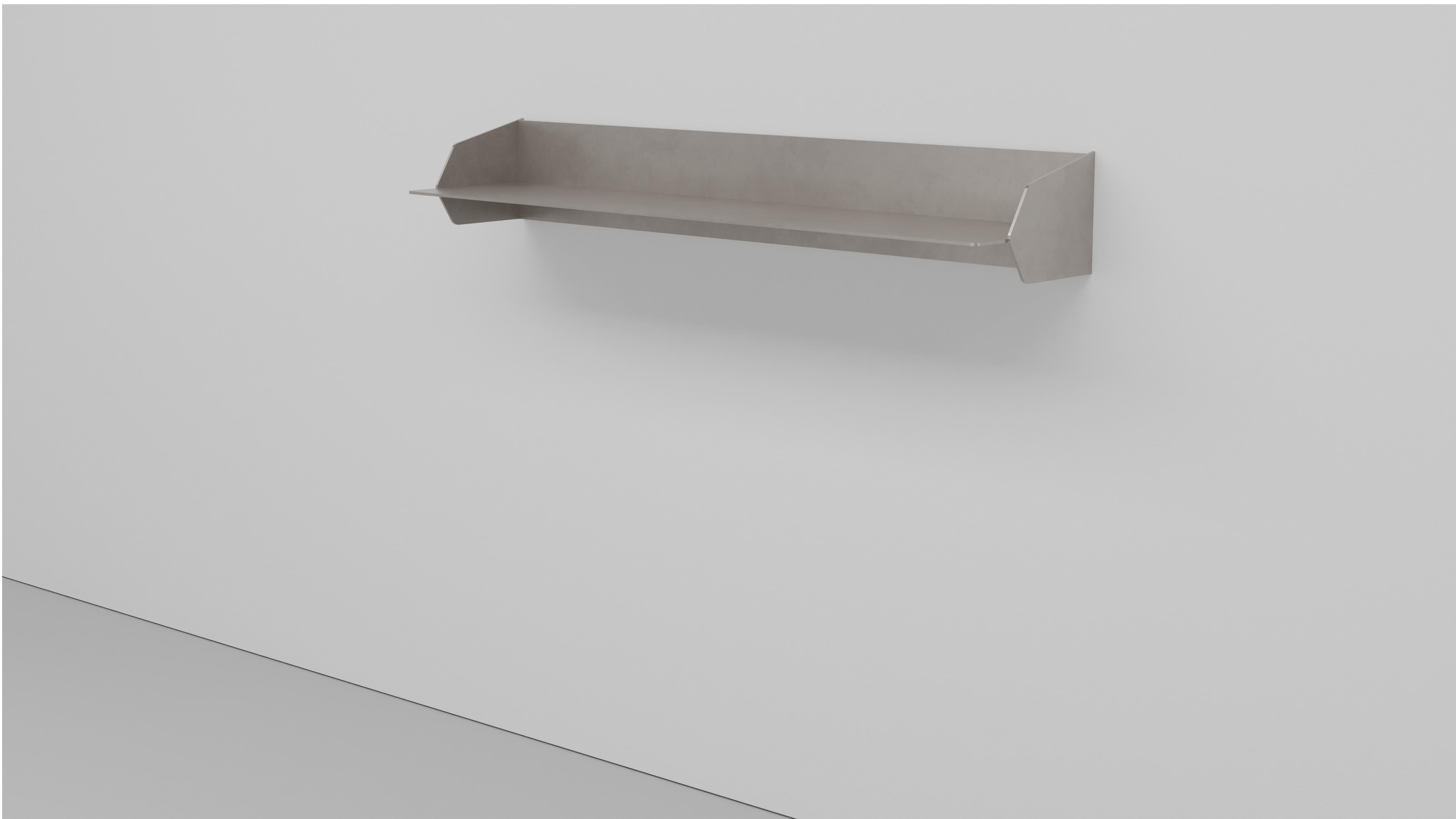 L Wall Shelf in Waxed and Polished Aluminum Plate by Jonathan Nesci For Sale 1