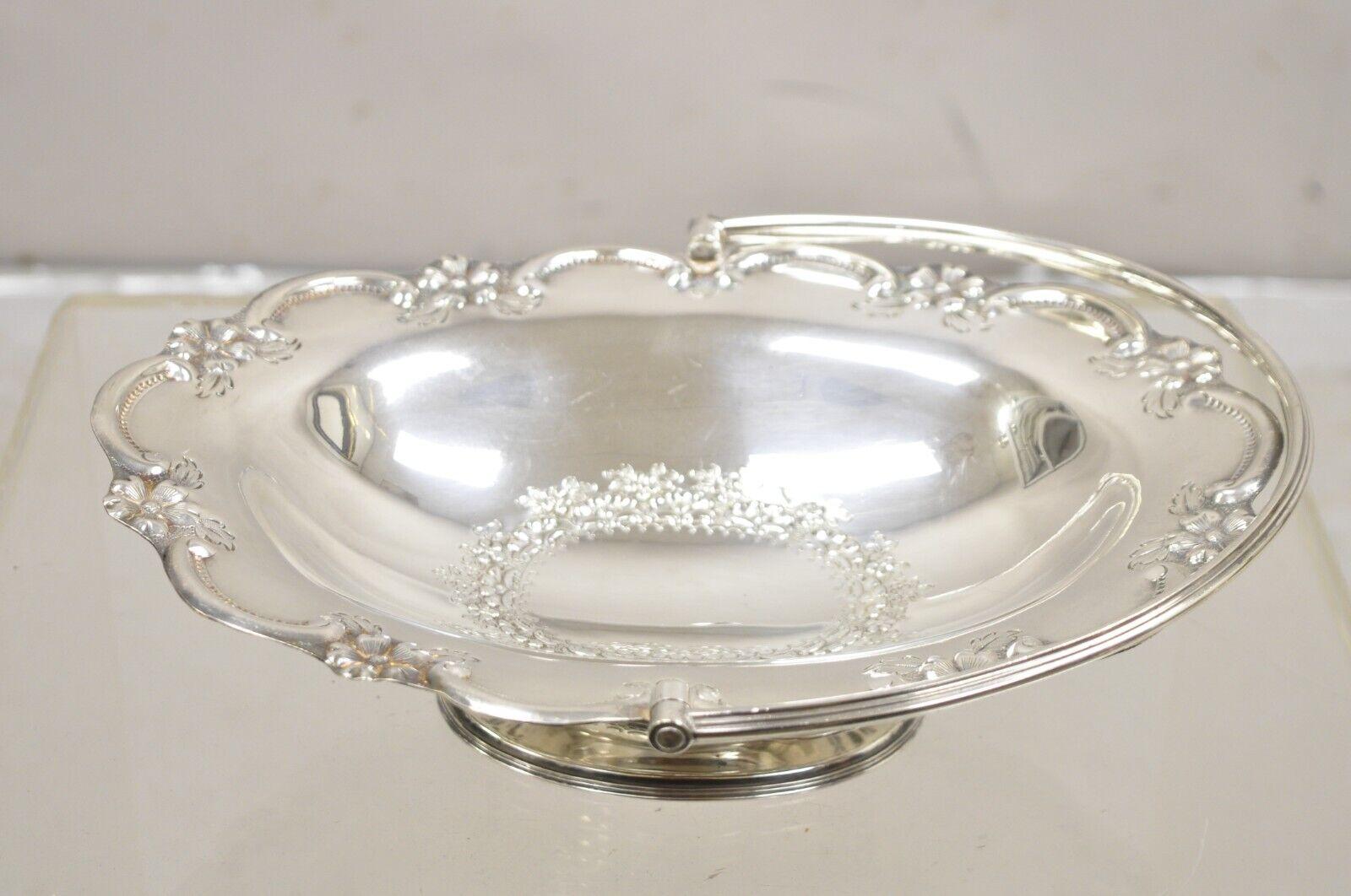 L & WS English Victorian Silver Plated Footed Fruit Bread Basket with Handle For Sale 6