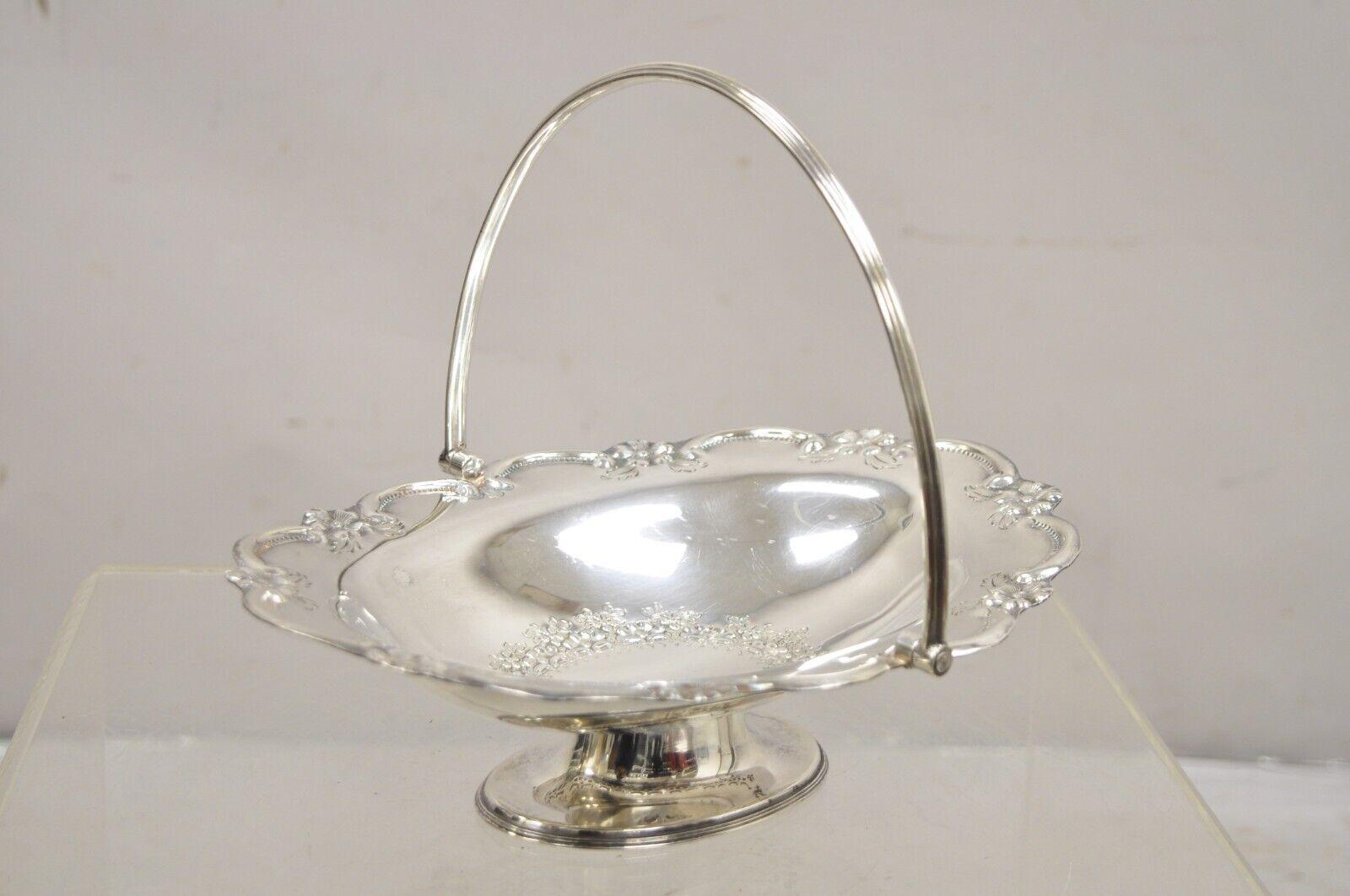 L & WS English Victorian Silver Plated Footed Fruit Bread Basket with Handle For Sale 7