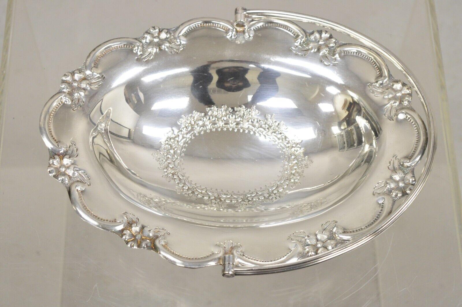 L & WS English Victorian Silver Plated Footed Fruit Bread Basket with Handle In Good Condition For Sale In Philadelphia, PA