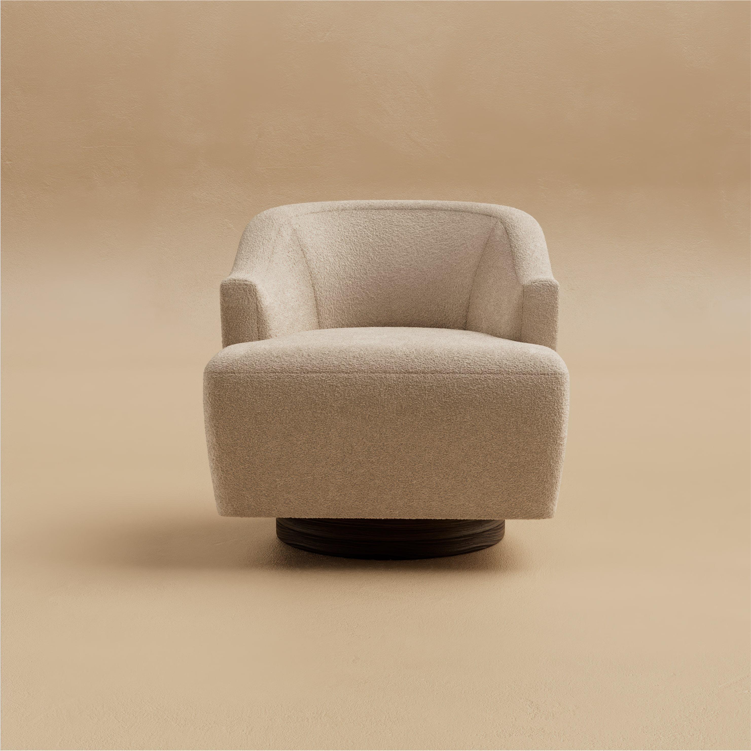 L.01 Swivel Lounge Chair / Natural Walnut by Lusano (Moderne) im Angebot