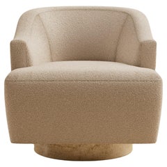 L.01 Swivel Lounge Chair / Travertino Classico Base by Lusano