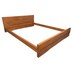 L02 "Louis" Solid Elm Bed Frame by Pierre Chapo, France ca. 1960s