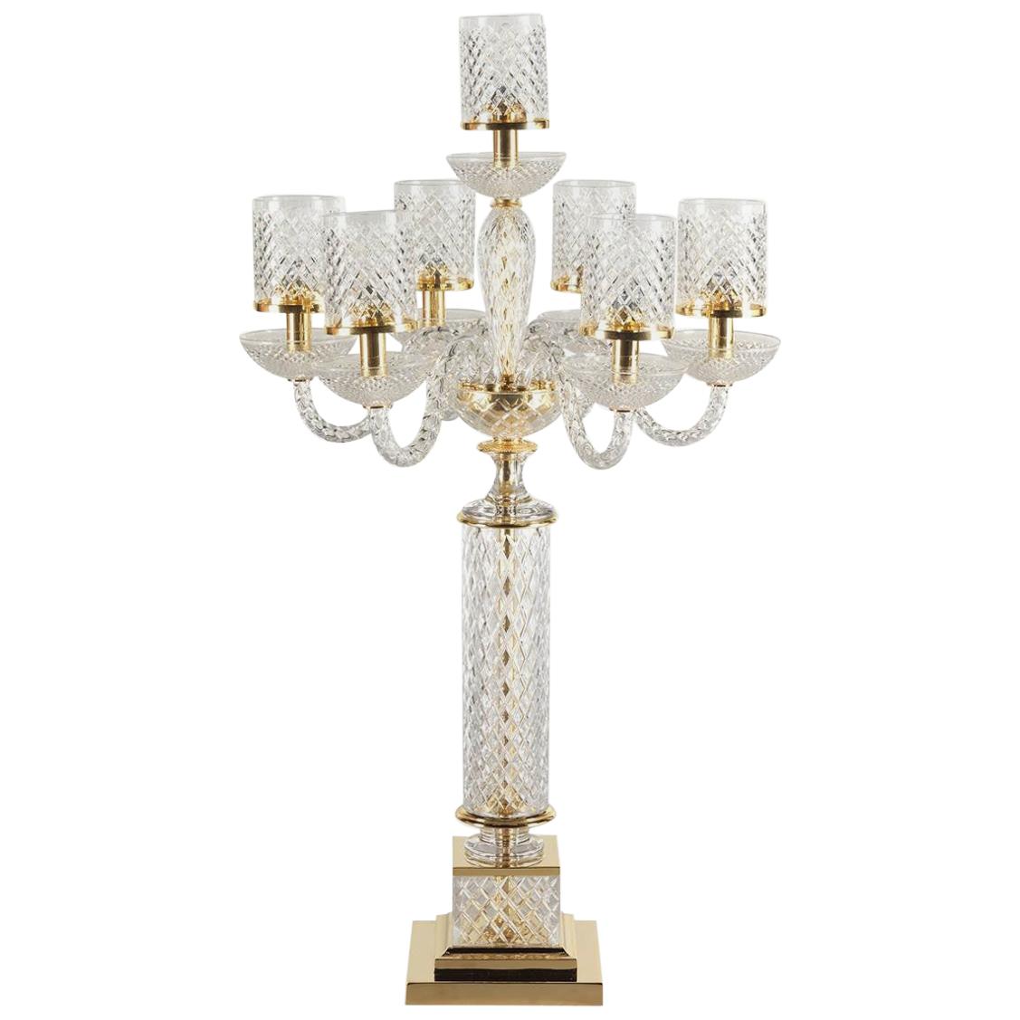 L034/T-CRYSTAL Italian Table Lamp in Crystal and 24-Karat Gold Finish, Zanaboni For Sale