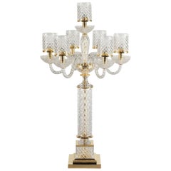 L034/T-CRYSTAL Italian Table Lamp in Crystal and 24-Karat Gold Finish, Zanaboni