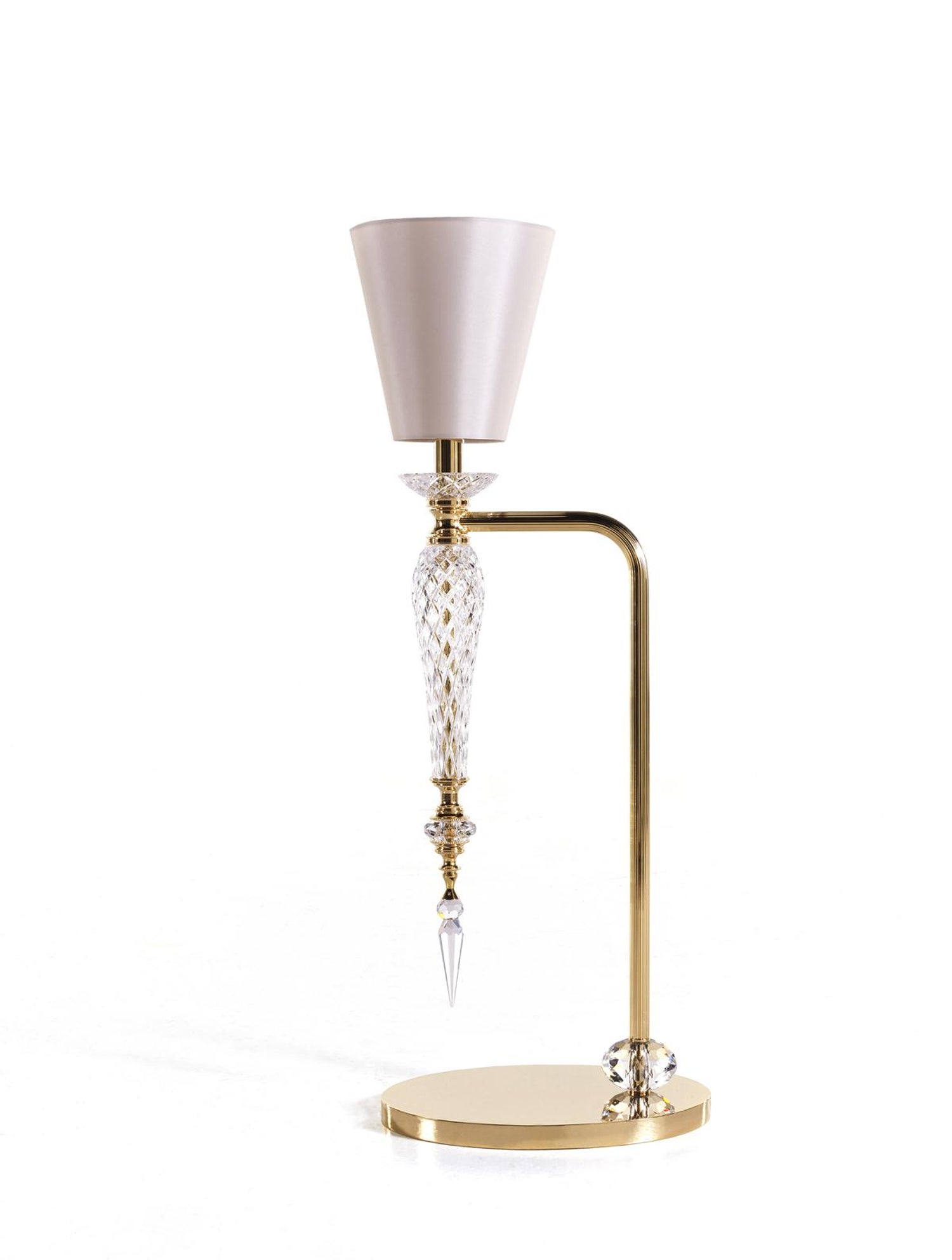 L037/T Italian Table Lamp in Crystal and Finishing Gold 24-Karat by Zanaboni  For Sale at 1stDibs
