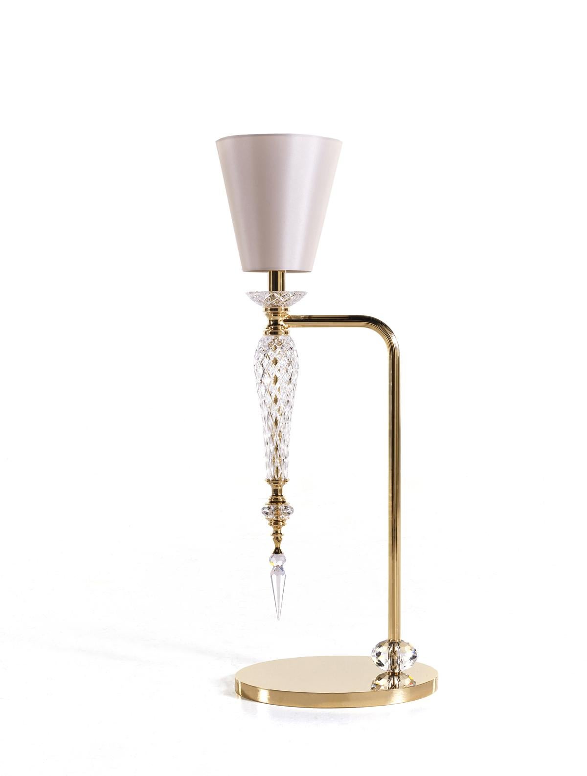 Art Deco L037/T Italian Table Lamp in Crystal and Finishing Gold 24-Karat by Zanaboni For Sale