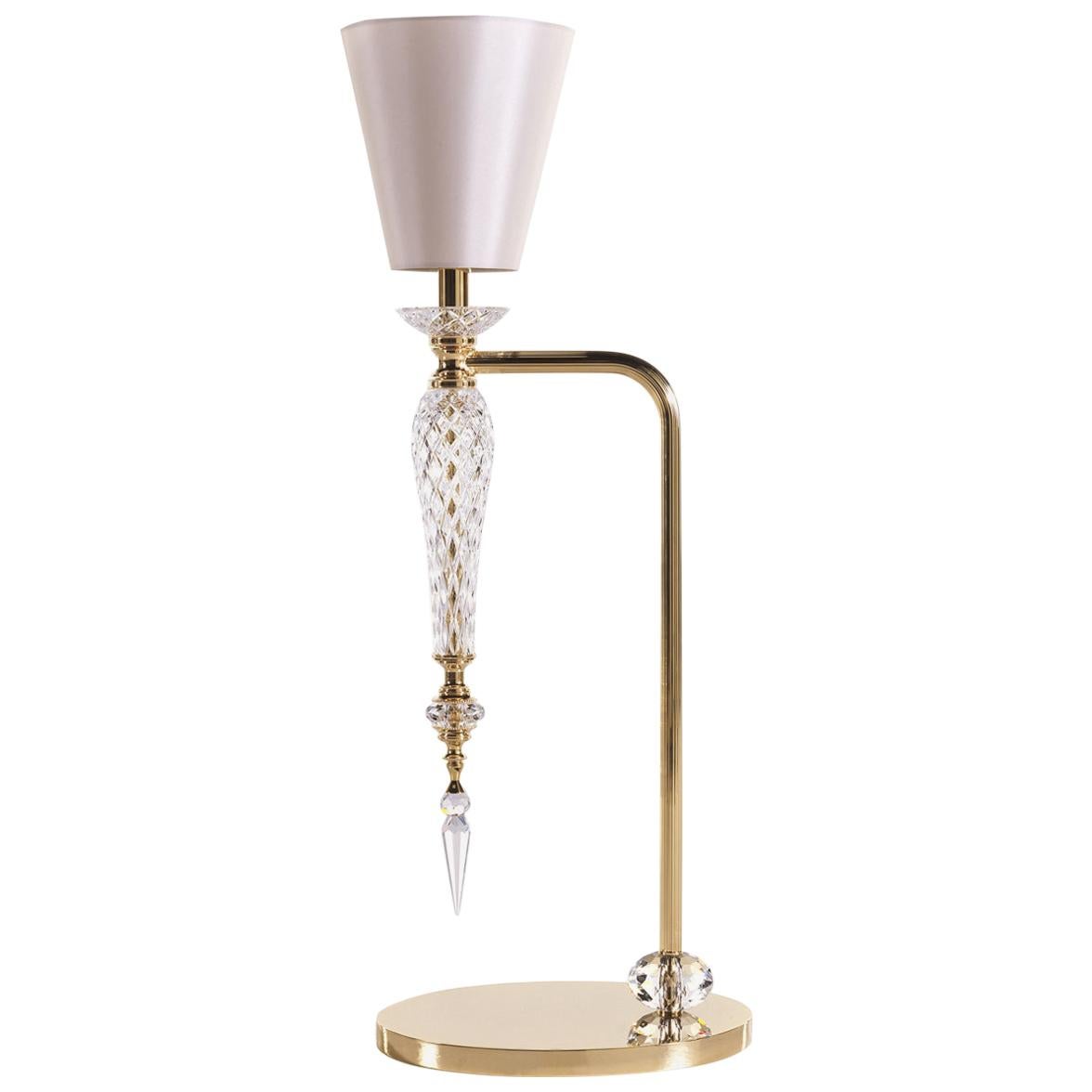 L037/T Italian Table Lamp in Crystal and Finishing Gold 24-Karat by Zanaboni For Sale