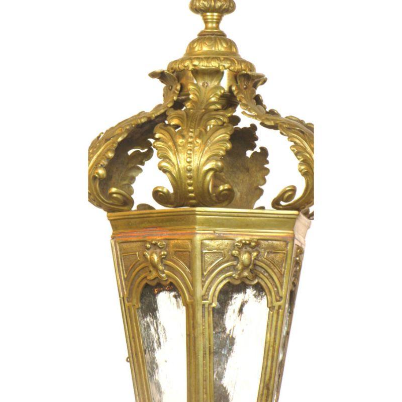 L107 Bronze and Glass Foliate Lantern For Sale 2