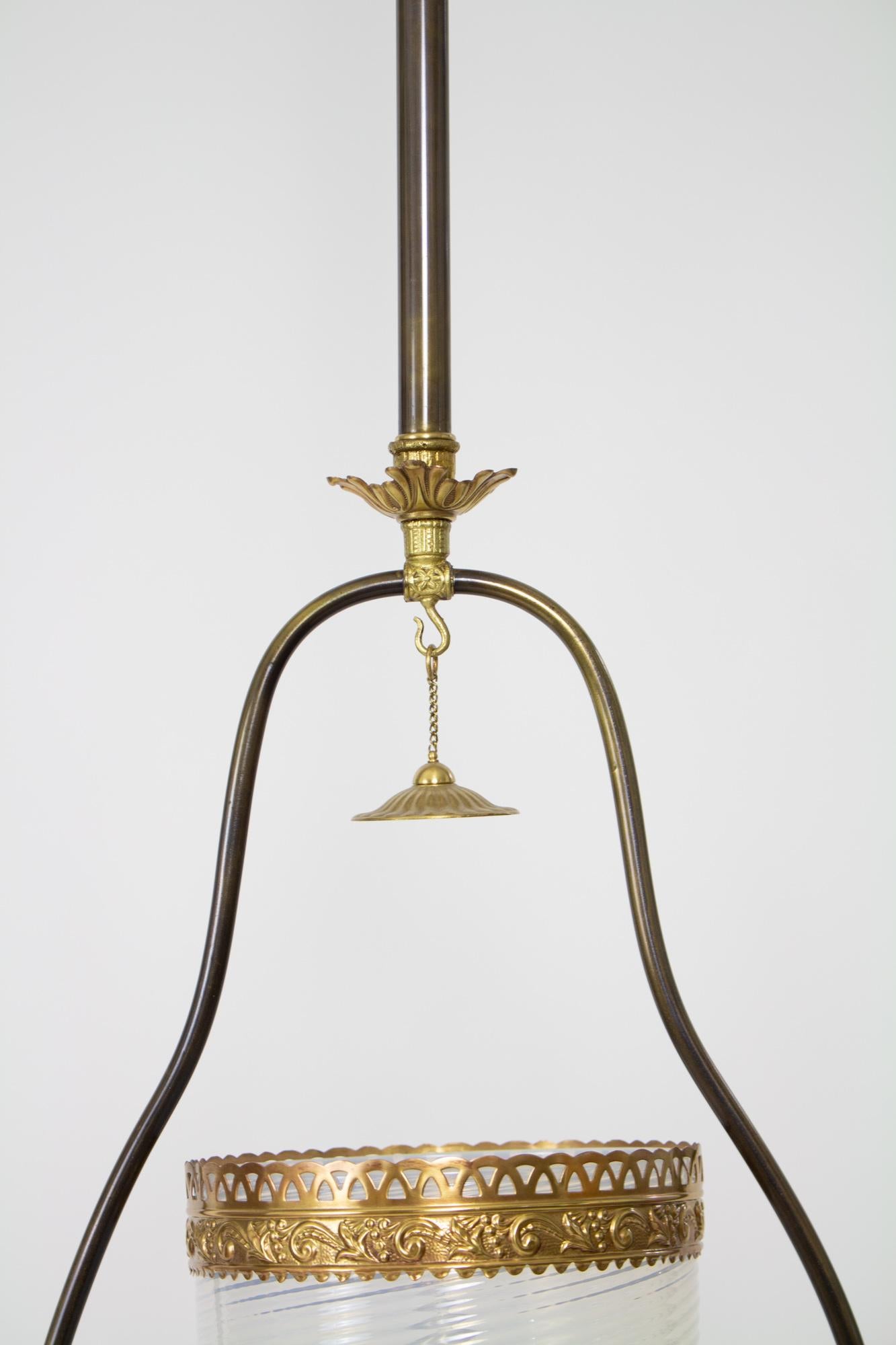 American L109 Victorian Opaline Glass Gas Harp Lantern