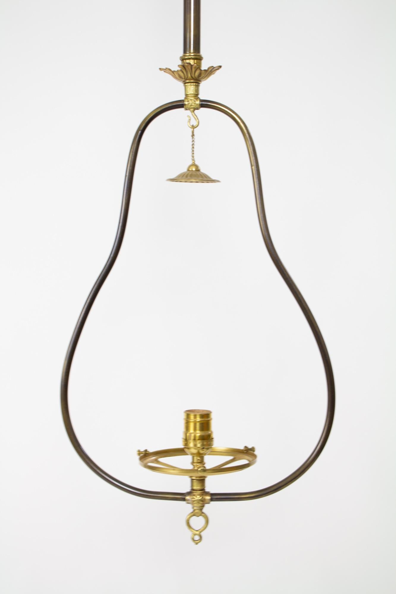 19th Century L109 Victorian Opaline Glass Gas Harp Lantern