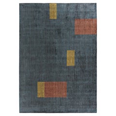 Dark Gray L2 Lines 400 Rectangular Rug in Hand-Loomed Viscose by Mohebban
