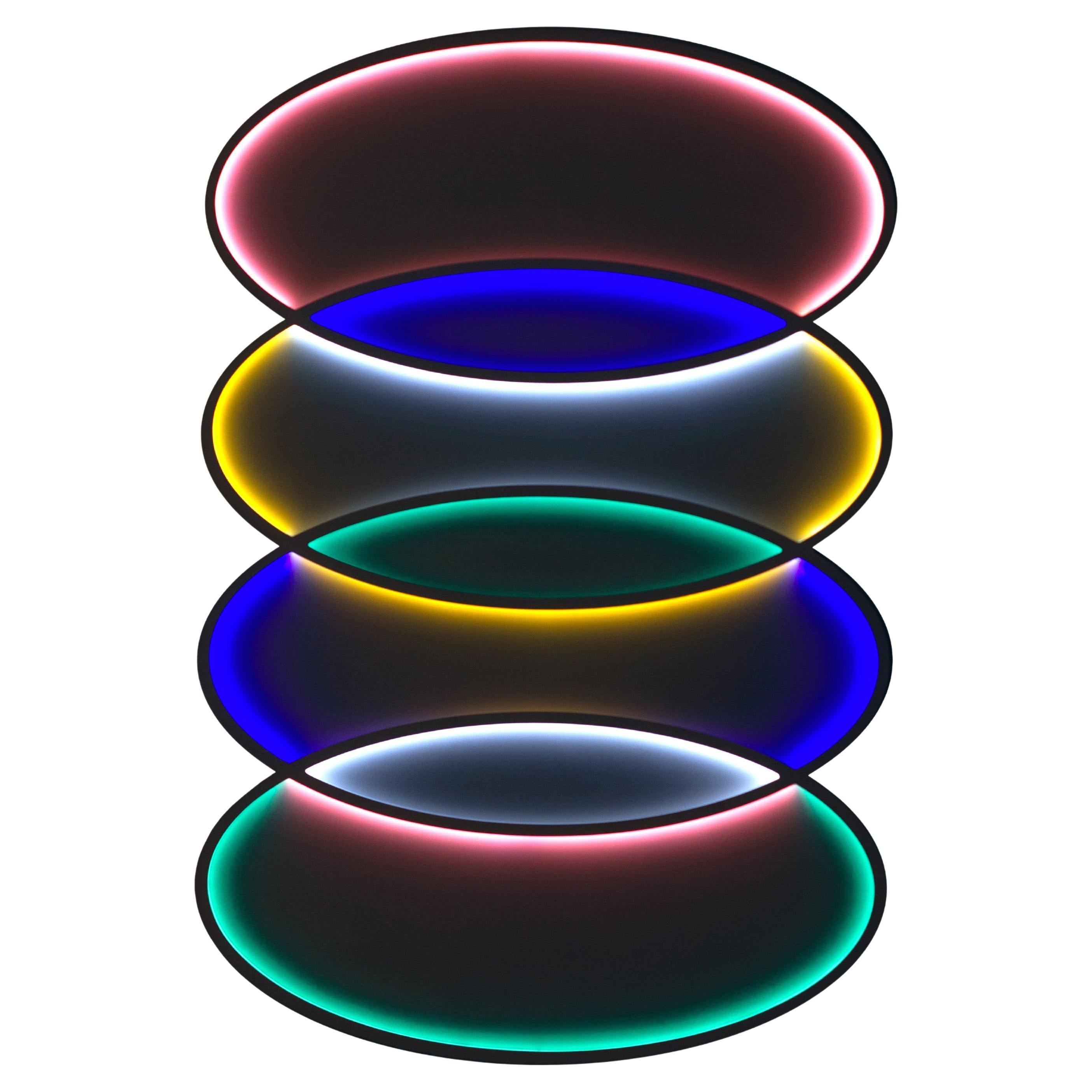 L5 Lighting Sculpture by Paul Sende, Wood and Aluminum Frame Lacquered Finish For Sale