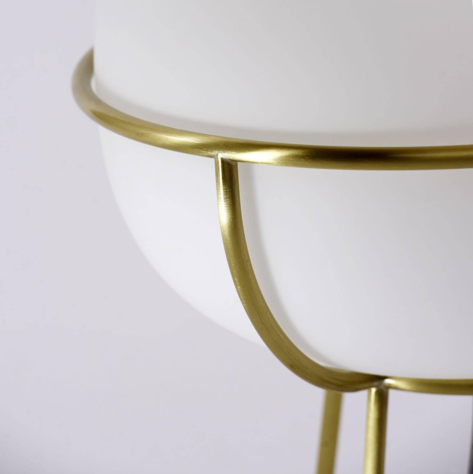 Brushed L88 Table Lamp in Opal Glass and Brass For Sale