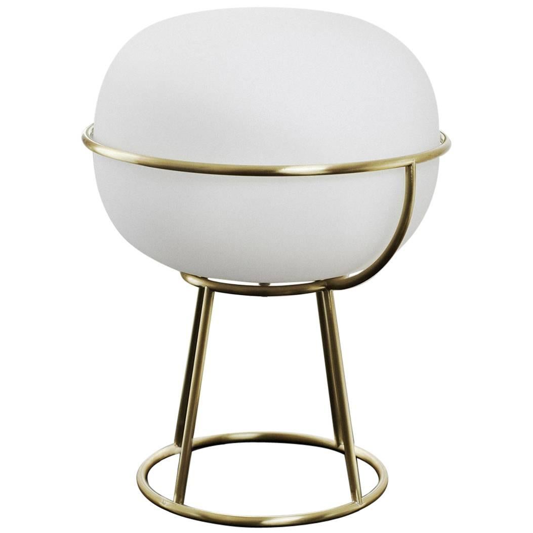 L88 Table Lamp in Opal Glass and Brass For Sale