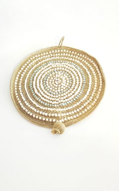L8GHT Goldxthread Crochet Bracelet White Light Blue Glass Beads