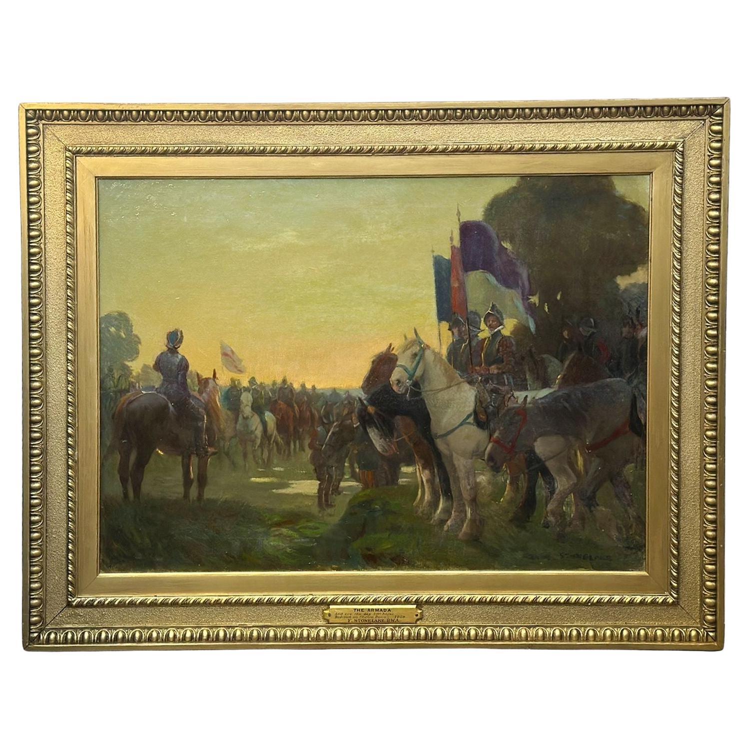 « La Armada », huile sur toile de F. Stonelake RWA en vente