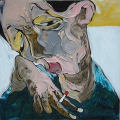 Peinture de portrait expressionniste figurative « Sleepy »