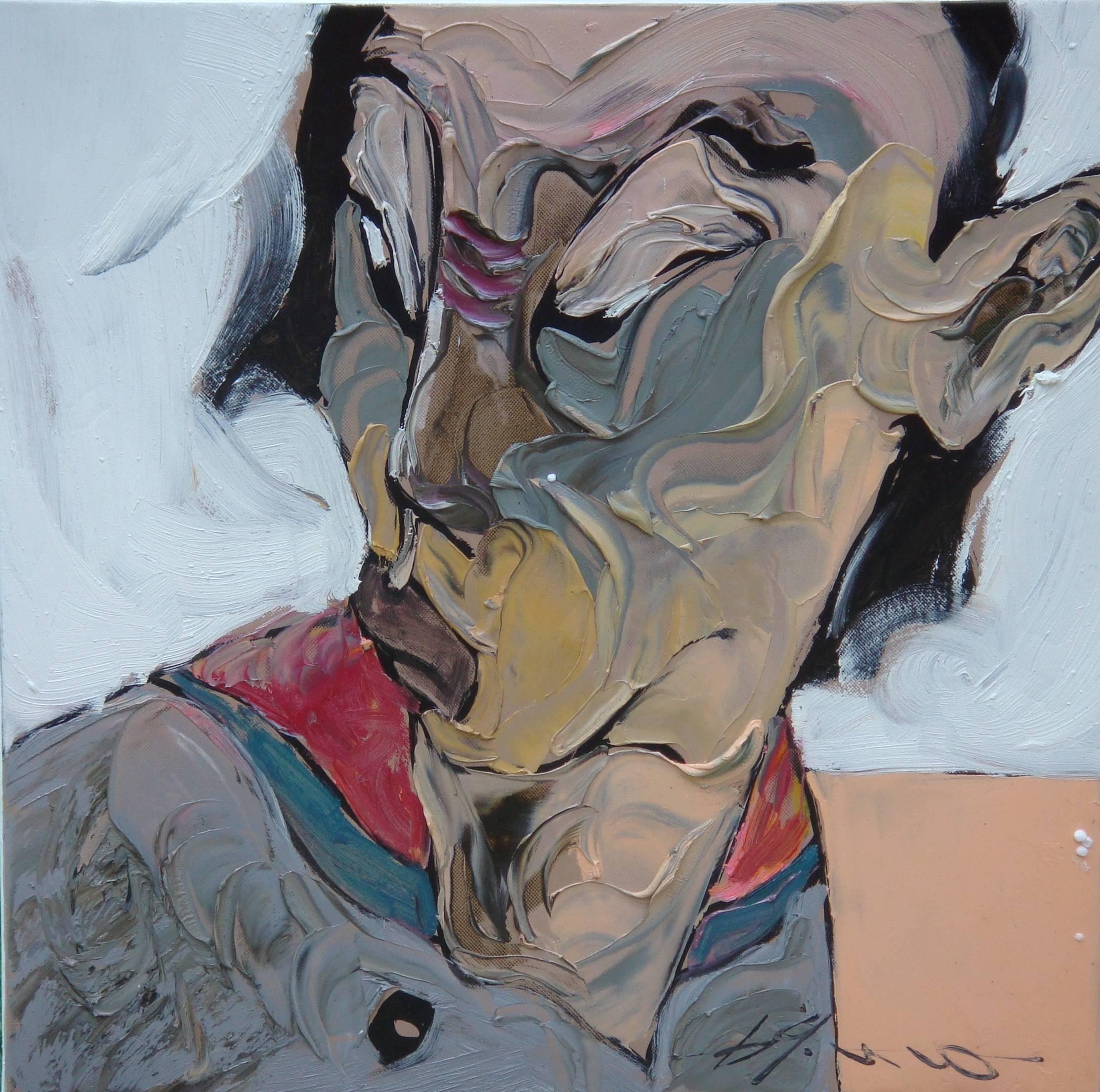 La Ba Quan Figurative Painting - 'Surprised' Figurative Expressionist Portrait Painting